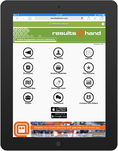 Tablet with the app on the screen.